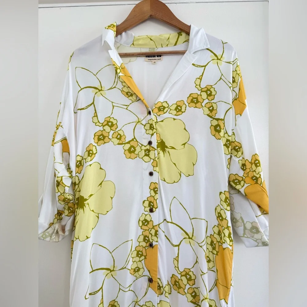 Paradise Now Hawaii XS Vintage Plumeria Button Down Maxi Dress NWOT - Picture 2 of 6